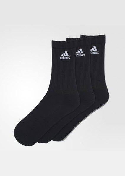 Adidas 3 Stripes Performance Crew Socks AA2298 Black White