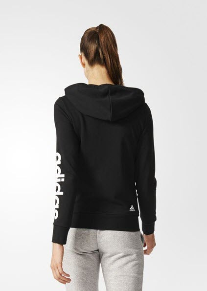 adidas Women's Essentials Linear Pullover Hoodie, Black, Large at