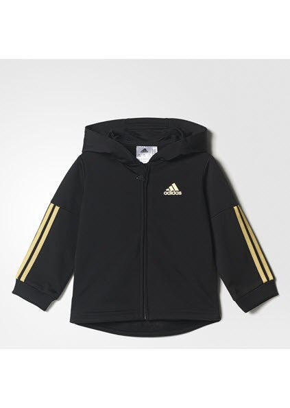 Adidas Kids Shiny Hooded Jogger Set Black/Gold Metallic CE9705
