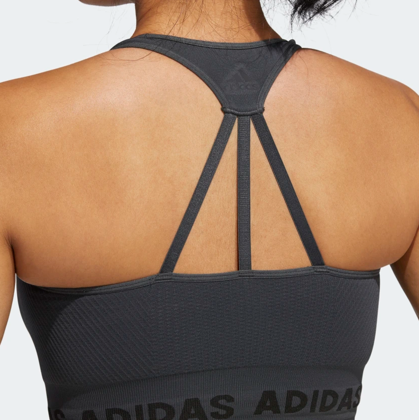 adidas Training Plus Aeroknit seamless sports bra in gray