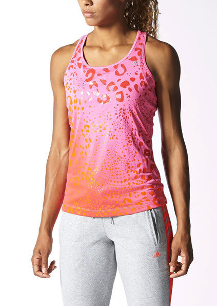 Adidas CT Graphic Tank So PinkClimaliteM64084 Breaking a sweat is a good thing, but you'd rather do it without feeling damp. This women's training tank sweeps away moisture with a wicking climalite build, so you feel dry and comfortable. In a slim, feminine racer-back design with leopard-print heathered  fabric. climali Sportstar Pro Newcastle, 2300 NSW. Australia