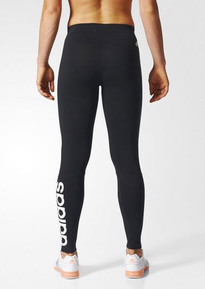 Adidas Essentials Linear Tights Black/White S97155 A versatile layer or stand-alone basic, these women's tights have a slim fit and a linear adidas logo on the left leg. Elastic waist  Sportstar Pro. 519 Hunter Street Newcastle, 2300 NSW. Australia.