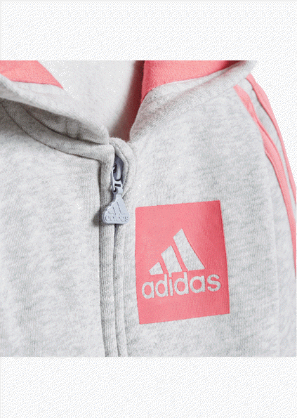 Adidas Infant Essentials 3Stripes Full Zip Fleece Jogger Pink Grey