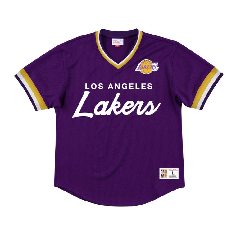 Mitchell & Ness Men's Special Script Mesh V-Neck Los Angeles Lakers